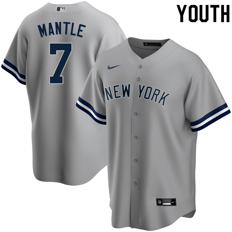 2020 Nike Youth #7 Mickey Mantle New York Yankees Baseball Jerseys Sale-Gray - Click Image to Close